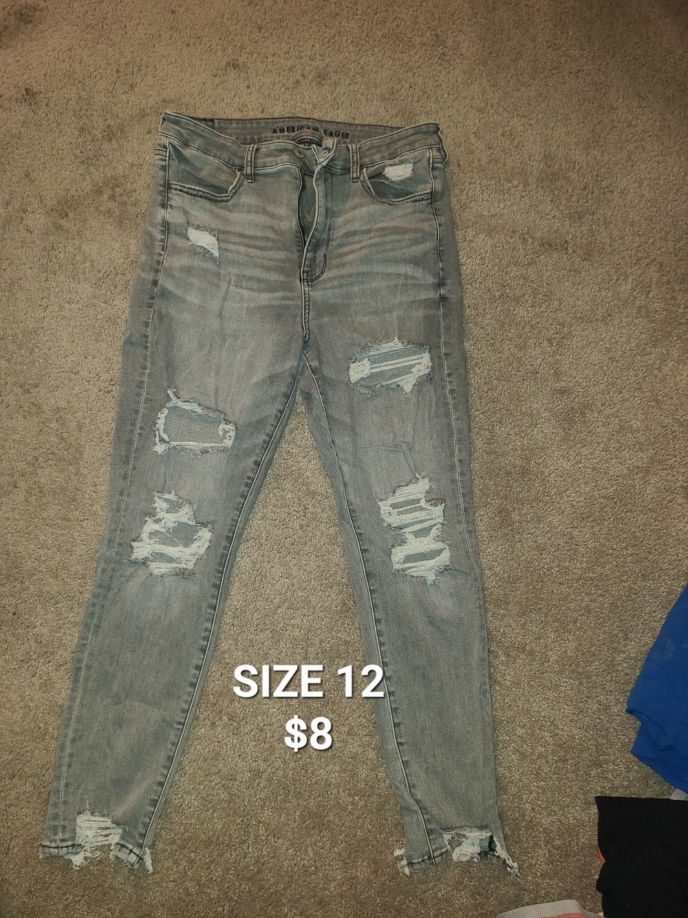 American Eagle Outfitters Distressed Grey High-Rise Jeans